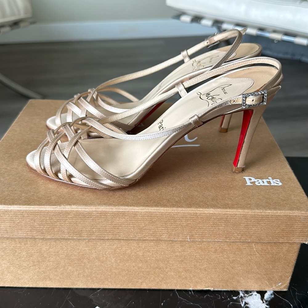 *SUPER SALE* Louboutin satin heels with crystal